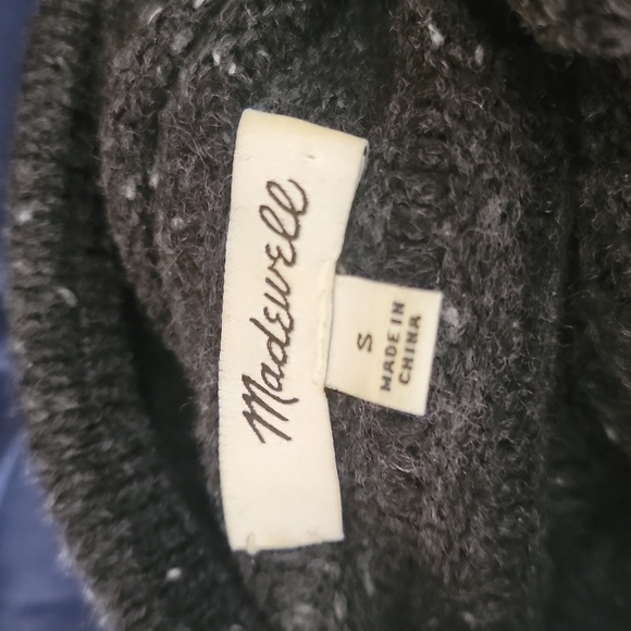 Madewell Wool Blend Belmont Donegal Mock Neck Sweater Gray Women's Small - Picture 7 of 7